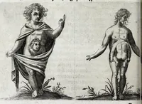 An illustration from De monstrorum caussis, natura, et differentiis libri duo : in quibus ex rei natura monstrorum historiae, caussae, generationes, & differentiae plurimae a sapientibus intactae : cum generatim & in plantarum, & belluarum genere, tum seorsum in humana specie tractantur : multis illustrium autorum locis difficillimis explanatis de masculo parturiente, de feminis in viros mutatis, de hermaphroditorum natura, de dissimilium specierum : venere prolifica, de castratorum fecunditate, depuero lapidescente, de anomantis aurea parte, alijsque admirabilibus (1634)