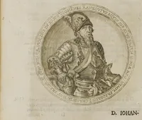 An illustration from Genealogia Ranzoviana Aedita Ao. 1587 : Cui nunc denuo additæ sunt aliquot Ranzoviorum effigies ac imagines nonnullæ, partim a Goltzio & Hogenbergio cupro expressæ, [Henr. Rantzau] ; [Med 2 kobberst. Vaaben, 9 Portr. og 1 Afbildning, samt Digte af Sal. Frenzel, Paul. Melissus Myrtilleti, Henn. Conradinus, Cph. Sylvius, Reusner, Heinr. Meibom, M. Rodomannus og Matth. Dress] (1587)