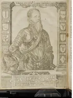 An illustration from Genealogia Ranzoviana Aedita Ao. 1587 : Cui nunc denuo additæ sunt aliquot Ranzoviorum effigies ac imagines nonnullæ, partim a Goltzio & Hogenbergio cupro expressæ, [Henr. Rantzau] ; [Med 2 kobberst. Vaaben, 9 Portr. og 1 Afbildning, samt Digte af Sal. Frenzel, Paul. Melissus Myrtilleti, Henn. Conradinus, Cph. Sylvius, Reusner, Heinr. Meibom, M. Rodomannus og Matth. Dress] (1587)