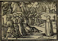 An illustration from Den Bibel, met grooter neersticheyt gecorrigeert : eñ op die canten gheset den ouderdom der werelt : ende hoe lange die gheschiedenissen ende historien der Bibelen elck int zijn voor Christus gheboorte gheweest zijn : ende daer bi vergadert wt fasciculus temporum, ende wt dye cronike va alder werelt, die principael historie der machtiger heydenscher conincrijcke, daer die heylige scrift oock dickwils af vermaent, tot een claerder verstant der Bibelscher historien : ende oock een onderscheyt der tijden te hebben (1535)