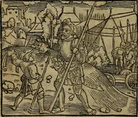 Picture 64 of 167 from Den Bibel, met grooter neersticheyt gecorrigeert : eñ op die canten gheset den ouderdom der werelt : ende hoe lange die gheschiedenissen ende historien der Bibelen elck int zijn voor Christus gheboorte gheweest zijn : ende daer bi vergadert wt fasciculus temporum, ende wt dye cronike va alder werelt, die principael historie der machtiger heydenscher conincrijcke, daer die heylige scrift oock dickwils af vermaent, tot een claerder verstant der Bibelscher historien : ende oock een onderscheyt der tijden te hebben (1535), leaf 195