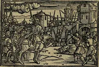 Picture 68 of 167 from Den Bibel, met grooter neersticheyt gecorrigeert : eñ op die canten gheset den ouderdom der werelt : ende hoe lange die gheschiedenissen ende historien der Bibelen elck int zijn voor Christus gheboorte gheweest zijn : ende daer bi vergadert wt fasciculus temporum, ende wt dye cronike va alder werelt, die principael historie der machtiger heydenscher conincrijcke, daer die heylige scrift oock dickwils af vermaent, tot een claerder verstant der Bibelscher historien : ende oock een onderscheyt der tijden te hebben (1535), leaf 213