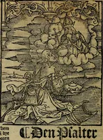 Picture 83 of 167 from Den Bibel, met grooter neersticheyt gecorrigeert : eñ op die canten gheset den ouderdom der werelt : ende hoe lange die gheschiedenissen ende historien der Bibelen elck int zijn voor Christus gheboorte gheweest zijn : ende daer bi vergadert wt fasciculus temporum, ende wt dye cronike va alder werelt, die principael historie der machtiger heydenscher conincrijcke, daer die heylige scrift oock dickwils af vermaent, tot een claerder verstant der Bibelscher historien : ende oock een onderscheyt der tijden te hebben (1535), leaf 349
