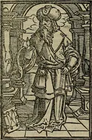 An illustration from Den Bibel, met grooter neersticheyt gecorrigeert : eñ op die canten gheset den ouderdom der werelt : ende hoe lange die gheschiedenissen ende historien der Bibelen elck int zijn voor Christus gheboorte gheweest zijn : ende daer bi vergadert wt fasciculus temporum, ende wt dye cronike va alder werelt, die principael historie der machtiger heydenscher conincrijcke, daer die heylige scrift oock dickwils af vermaent, tot een claerder verstant der Bibelscher historien : ende oock een onderscheyt der tijden te hebben (1535)