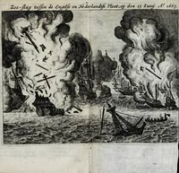 Picture 3 of 15 from Den Engelsen en Munstersen oorlogh t'egen de Vrye Vereenighde Nederlanden : beginnede in den jare 1664 en eyndigende met het sluyten van de vrede tot Breda, anno 1667, in 't kort beschreven : met de autenthijcke stucken en brieven van die geene, die den oorlogh en vredehandel self hebben by gewoont : nebens een inleydingh bevattende de ballinghschap en herstellingh van den tegenwoordigen Koningh van Engelandt (1668), leaf 135