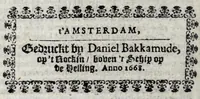 An illustration from Den Engelsen en Munstersen oorlogh t'egen de Vrye Vereenighde Nederlanden : beginnede in den jare 1664 en eyndigende met het sluyten van de vrede tot Breda, anno 1667, in 't kort beschreven : met de autenthijcke stucken en brieven van die geene, die den oorlogh en vredehandel self hebben by gewoont : nebens een inleydingh bevattende de ballinghschap en herstellingh van den tegenwoordigen Koningh van Engelandt (1668)