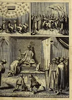 An illustration from De nieuwe bereysde wereldt ofte een korte en bondige beschryvinghe van alle landen en coningrijcken van dien. : Waer inne yder bysonderlijck zijn manieren van leven, religien, huyschoudinge en vrucktbaerheyt haerder landen werden aengewesen : mitsgaders aller pausen, keysers, konigen en vorsten successie, begin en eynde. (1662)