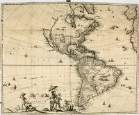 Picture 5 of 130 from De nieuwe en onbekende weereld, of, Beschryving van America en 't zuid-land : vervaetende d'oorsprong der Americaenen en zuid-landers, gedenkwaerdige togten derwaerds, gelegendheid der vaste kusten, eilanden, steden, sterkten, dorpen, tempels, bergen, fonteinen, stroomen, huisen, de natuur van beesten, boomen, planten en vreemde gewasschen, Gods-dienst en zeden, wonderlijke voorvallen, vereeuwde en nieuwe oorlogen: verciert met af-beeldsels na 't leven in America gemaekt, (1671), leaf 14