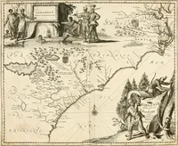 Picture 41 of 130 from De nieuwe en onbekende weereld, of, Beschryving van America en 't zuid-land : vervaetende d'oorsprong der Americaenen en zuid-landers, gedenkwaerdige togten derwaerds, gelegendheid der vaste kusten, eilanden, steden, sterkten, dorpen, tempels, bergen, fonteinen, stroomen, huisen, de natuur van beesten, boomen, planten en vreemde gewasschen, Gods-dienst en zeden, wonderlijke voorvallen, vereeuwde en nieuwe oorlogen: verciert met af-beeldsels na 't leven in America gemaekt, (1671), leaf 177
