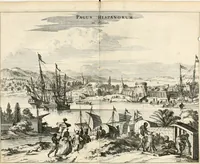Picture 43 of 130 from De nieuwe en onbekende weereld, of, Beschryving van America en 't zuid-land : vervaetende d'oorsprong der Americaenen en zuid-landers, gedenkwaerdige togten derwaerds, gelegendheid der vaste kusten, eilanden, steden, sterkten, dorpen, tempels, bergen, fonteinen, stroomen, huisen, de natuur van beesten, boomen, planten en vreemde gewasschen, Gods-dienst en zeden, wonderlijke voorvallen, vereeuwde en nieuwe oorlogen: verciert met af-beeldsels na 't leven in America gemaekt, (1671), leaf 185