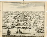 Picture 48 of 130 from De nieuwe en onbekende weereld, of, Beschryving van America en 't zuid-land : vervaetende d'oorsprong der Americaenen en zuid-landers, gedenkwaerdige togten derwaerds, gelegendheid der vaste kusten, eilanden, steden, sterkten, dorpen, tempels, bergen, fonteinen, stroomen, huisen, de natuur van beesten, boomen, planten en vreemde gewasschen, Gods-dienst en zeden, wonderlijke voorvallen, vereeuwde en nieuwe oorlogen: verciert met af-beeldsels na 't leven in America gemaekt, (1671), leaf 201