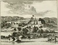 Picture 86 of 130 from De nieuwe en onbekende weereld, of, Beschryving van America en 't zuid-land : vervaetende d'oorsprong der Americaenen en zuid-landers, gedenkwaerdige togten derwaerds, gelegendheid der vaste kusten, eilanden, steden, sterkten, dorpen, tempels, bergen, fonteinen, stroomen, huisen, de natuur van beesten, boomen, planten en vreemde gewasschen, Gods-dienst en zeden, wonderlijke voorvallen, vereeuwde en nieuwe oorlogen: verciert met af-beeldsels na 't leven in America gemaekt, (1671), leaf 408
