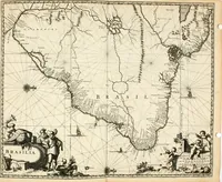 Picture 91 of 130 from De nieuwe en onbekende weereld, of, Beschryving van America en 't zuid-land : vervaetende d'oorsprong der Americaenen en zuid-landers, gedenkwaerdige togten derwaerds, gelegendheid der vaste kusten, eilanden, steden, sterkten, dorpen, tempels, bergen, fonteinen, stroomen, huisen, de natuur van beesten, boomen, planten en vreemde gewasschen, Gods-dienst en zeden, wonderlijke voorvallen, vereeuwde en nieuwe oorlogen: verciert met af-beeldsels na 't leven in America gemaekt, (1671), leaf 439