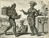 Picture 93 of 130 from De nieuwe en onbekende weereld, of, Beschryving van America en 't zuid-land : vervaetende d'oorsprong der Americaenen en zuid-landers, gedenkwaerdige togten derwaerds, gelegendheid der vaste kusten, eilanden, steden, sterkten, dorpen, tempels, bergen, fonteinen, stroomen, huisen, de natuur van beesten, boomen, planten en vreemde gewasschen, Gods-dienst en zeden, wonderlijke voorvallen, vereeuwde en nieuwe oorlogen: verciert met af-beeldsels na 't leven in America gemaekt, (1671), leaf 444