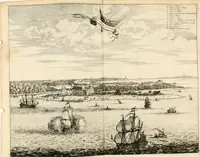 Picture 99 of 130 from De nieuwe en onbekende weereld, of, Beschryving van America en 't zuid-land : vervaetende d'oorsprong der Americaenen en zuid-landers, gedenkwaerdige togten derwaerds, gelegendheid der vaste kusten, eilanden, steden, sterkten, dorpen, tempels, bergen, fonteinen, stroomen, huisen, de natuur van beesten, boomen, planten en vreemde gewasschen, Gods-dienst en zeden, wonderlijke voorvallen, vereeuwde en nieuwe oorlogen: verciert met af-beeldsels na 't leven in America gemaekt, (1671), leaf 467