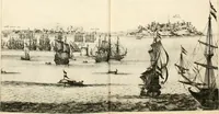 Picture 101 of 130 from De nieuwe en onbekende weereld, of, Beschryving van America en 't zuid-land : vervaetende d'oorsprong der Americaenen en zuid-landers, gedenkwaerdige togten derwaerds, gelegendheid der vaste kusten, eilanden, steden, sterkten, dorpen, tempels, bergen, fonteinen, stroomen, huisen, de natuur van beesten, boomen, planten en vreemde gewasschen, Gods-dienst en zeden, wonderlijke voorvallen, vereeuwde en nieuwe oorlogen: verciert met af-beeldsels na 't leven in America gemaekt, (1671), leaf 471