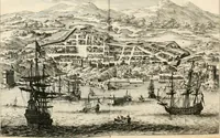 Picture 104 of 130 from De nieuwe en onbekende weereld, of, Beschryving van America en 't zuid-land : vervaetende d'oorsprong der Americaenen en zuid-landers, gedenkwaerdige togten derwaerds, gelegendheid der vaste kusten, eilanden, steden, sterkten, dorpen, tempels, bergen, fonteinen, stroomen, huisen, de natuur van beesten, boomen, planten en vreemde gewasschen, Gods-dienst en zeden, wonderlijke voorvallen, vereeuwde en nieuwe oorlogen: verciert met af-beeldsels na 't leven in America gemaekt, (1671), leaf 491
