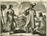 Picture 127 of 130 from De nieuwe en onbekende weereld, of, Beschryving van America en 't zuid-land : vervaetende d'oorsprong der Americaenen en zuid-landers, gedenkwaerdige togten derwaerds, gelegendheid der vaste kusten, eilanden, steden, sterkten, dorpen, tempels, bergen, fonteinen, stroomen, huisen, de natuur van beesten, boomen, planten en vreemde gewasschen, Gods-dienst en zeden, wonderlijke voorvallen, vereeuwde en nieuwe oorlogen: verciert met af-beeldsels na 't leven in America gemaekt, (1671), leaf 682