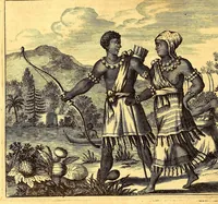 Picture 13 of 63 from De Nieuwe en onbekende Weereld: of Beschryving van America en 't Zuid-Land, : vervaetende d'oorsprong der Americænen en Zuid-Landers, gedenkwaerdige togten derwaerds, gelegendheid der vaste kusten, eilanden, steden, sterkten, dorpen, tempels, bergen, fonteinen, stroomen, huisen, de natuur van beesten, boomen, planten en vreemde gewasschen, gods-dienst en zeden, wonderlijke voorvallen, vereeuwde en nieuwe oorloogen: Verciert met af-beeldsels na 't leven in America gemaekt, (1671), leaf 170