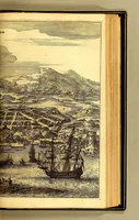 An illustration from De Nieuwe en onbekende Weereld: of Beschryving van America en 't Zuid-Land, : vervaetende d'oorsprong der Americænen en Zuid-Landers, gedenkwaerdige togten derwaerds, gelegendheid der vaste kusten, eilanden, steden, sterkten, dorpen, tempels, bergen, fonteinen, stroomen, huisen, de natuur van beesten, boomen, planten en vreemde gewasschen, gods-dienst en zeden, wonderlijke voorvallen, vereeuwde en nieuwe oorloogen: Verciert met af-beeldsels na 't leven in America gemaekt, (1671)