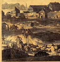 An illustration from De Nieuwe en onbekende Weereld: of Beschryving van America en 't Zuid-Land, : vervaetende d'oorsprong der Americænen en Zuid-Landers, gedenkwaerdige togten derwaerds, gelegendheid der vaste kusten, eilanden, steden, sterkten, dorpen, tempels, bergen, fonteinen, stroomen, huisen, de natuur van beesten, boomen, planten en vreemde gewasschen, gods-dienst en zeden, wonderlijke voorvallen, vereeuwde en nieuwe oorloogen: Verciert met af-beeldsels na 't leven in America gemaekt, (1671)