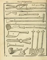 An illustration from Den nederlandtsen hovenier : zijnde het I. deel van het Vermakelijck land-leven, beschrijbende alderhande princelijke en heerlijcke lusthoven en hofsteden; en hoeman de selve, met veelderley uytnemende boomen, bloemen en kruyden, kan beplanted, bezaeyen, en vercieren ... (1699)