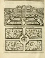 An illustration from Den nederlandtsen hovenier : zijnde het I. deel van het Vermakelijck land-leven, beschrijbende alderhande princelijke en heerlijcke lusthoven en hofsteden; en hoeman de selve, met veelderley uytnemende boomen, bloemen en kruyden, kan beplanted, bezaeyen, en vercieren ... (1699)