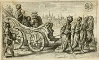An illustration from Den onderganck des roomschen arents door den noordschen leeuw : af-ghebeeldt in verscheyden konstige figuren, met sin-rijcke verklaringhen der selver, beydes in en buyten rijm ... met een verhael van den doodt des koninghs (1642)