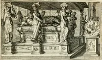An illustration from Den onderganck des roomschen arents door den noordschen leeuw : af-ghebeeldt in verscheyden konstige figuren, met sin-rijcke verklaringhen der selver, beydes in en buyten rijm ... met een verhael van den doodt des koninghs (1642)