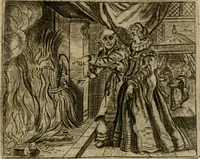 An illustration from Spiegel van den ouden ende nieuwen-tijt : bestaende uyt spreeck-woorden, ontleent van de voorige ende jegenwoordige eeuwe, verlustigt door menichte van sinne-beelden, met gedichten en prenten daer op passende (1648)