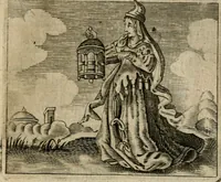 An illustration from Spiegel van den ouden ende nieuwen-tijt : bestaende uyt spreeck-woorden, ontleent van de voorige ende jegenwoordige eeuwe, verlustigt door menichte van sinne-beelden, met gedichten en prenten daer op passende (1648)