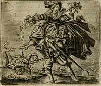 An illustration from Spiegel van den ouden ende nieuwen-tijt : bestaende uyt spreeck-woorden, ontleent van de voorige ende jegenwoordige eeuwe, verlustigt door menichte van sinne-beelden, met gedichten en prenten daer op passende (1648)