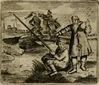 An illustration from Spiegel van den ouden ende nieuwen-tijt : bestaende uyt spreeck-woorden, ontleent van de voorige ende jegenwoordige eeuwe, verlustigt door menichte van sinne-beelden, met gedichten en prenten daer op passende (1648)