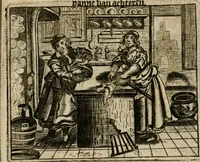 An illustration from Spiegel van den ouden ende nieuwen-tijt : bestaende uyt spreeck-woorden, ontleent van de voorige ende jegenwoordige eeuwe, verlustigt door menichte van sinne-beelden, met gedichten en prenten daer op passende (1648)