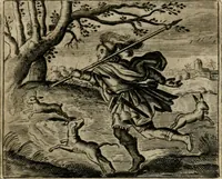An illustration from Spiegel van den ouden ende nieuwen-tijt : bestaende uyt spreeck-woorden, ontleent van de voorige ende jegenwoordige eeuwe, verlustigt door menichte van sinne-beelden, met gedichten en prenten daer op passende (1648)