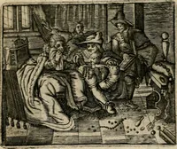 An illustration from Spiegel van den ouden ende nieuwen-tijt : bestaende uyt spreeck-woorden, ontleent van de voorige ende jegenwoordige eeuwe, verlustigt door menichte van sinne-beelden, met gedichten en prenten daer op passende (1648)