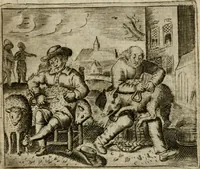 Picture 62 of 95 from Spiegel van den ouden ende nieuwen-tijt : bestaende uyt spreeck-woorden, ontleent van de voorige ende jegenwoordige eeuwe, verlustigt door menichte van sinne-beelden, met gedichten en prenten daer op passende (1648), leaf 230