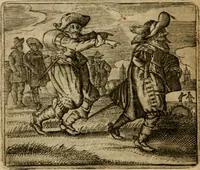 An illustration from Spiegel van den ouden ende nieuwen-tijt : bestaende uyt spreeck-woorden, ontleent van de voorige ende jegenwoordige eeuwe, verlustigt door menichte van sinne-beelden, met gedichten en prenten daer op passende (1648)