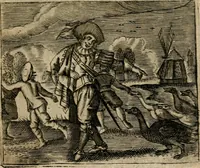 An illustration from Spiegel van den ouden ende nieuwen-tijt : bestaende uyt spreeck-woorden, ontleent van de voorige ende jegenwoordige eeuwe, verlustigt door menichte van sinne-beelden, met gedichten en prenten daer op passende (1648)