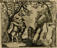 An illustration from Spiegel van den ouden ende nieuwen-tijt : bestaende uyt spreeck-woorden, ontleent van de voorige ende jegenwoordige eeuwe, verlustigt door menichte van sinne-beelden, met gedichten en prenten daer op passende (1648)
