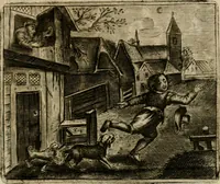 An illustration from Spiegel van den ouden ende nieuwen-tijt : bestaende uyt spreeck-woorden, ontleent van de voorige ende jegenwoordige eeuwe, verlustigt door menichte van sinne-beelden, met gedichten en prenten daer op passende (1648)