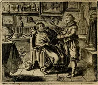 An illustration from Spiegel van den ouden ende nieuwen-tijt : bestaende uyt spreeck-woorden, ontleent van de voorige ende jegenwoordige eeuwe, verlustigt door menichte van sinne-beelden, met gedichten en prenten daer op passende (1648)