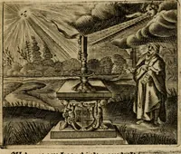 An illustration from Spiegel van den ouden ende nieuwen-tijt : bestaende uyt spreeck-woorden, ontleent van de voorige ende jegenwoordige eeuwe, verlustigt door menichte van sinne-beelden, met gedichten en prenten daer op passende (1648)
