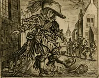 An illustration from Spiegel van den ouden ende nieuwen-tijt : bestaende uyt spreeck-woorden, ontleent van de voorige ende jegenwoordige eeuwe, verlustigt door menichte van sinne-beelden, met gedichten en prenten daer op passende (1648)