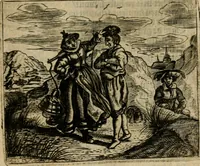 An illustration from Spiegel van den ouden ende nieuwen-tijt : bestaende uyt spreeck-woorden, ontleent van de voorige ende jegenwoordige eeuwe, verlustigt door menichte van sinne-beelden, met gedichten en prenten daer op passende (1648)