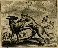 An illustration from Spiegel van den ouden ende nieuwen-tijt : bestaende uyt spreeck-woorden, ontleent van de voorige ende jegenwoordige eeuwe, verlustigt door menichte van sinne-beelden, met gedichten en prenten daer op passende (1648)