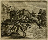 An illustration from Spiegel van den ouden ende nieuwen-tijt : bestaende uyt spreeck-woorden, ontleent van de voorige ende jegenwoordige eeuwe, verlustigt door menichte van sinne-beelden, met gedichten en prenten daer op passende (1648)