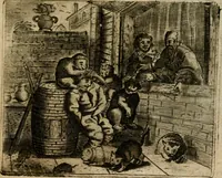 An illustration from Spiegel van den ouden ende nieuwen-tijt : bestaende uyt spreeck-woorden, ontleent van de voorige ende jegenwoordige eeuwe, verlustigt door menichte van sinne-beelden, met gedichten en prenten daer op passende (1648)