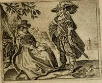 An illustration from Spiegel van den ouden ende nieuwen-tijt : bestaende uyt spreeck-woorden, ontleent van de voorige ende jegenwoordige eeuwe, verlustigt door menichte van sinne-beelden, met gedichten en prenten daer op passende (1648)