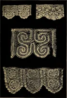 An illustration from Dentelles et guipures : anciennes et modernes, imitations ou copies. Varieté des genres et des points. 52 portraits documentaires, 249 échantillons de dentelles, collerettes, fraises, manchettes, rabats, etc. (1904)